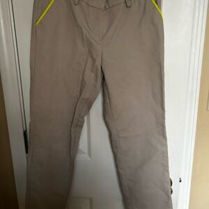 Sandro Women’s Khaki Pants with Bright Yellow Accent